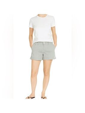 ABERCROMBIE & FITCH Cotton Jade / White Striped Cuffed Shorts US Sz 8